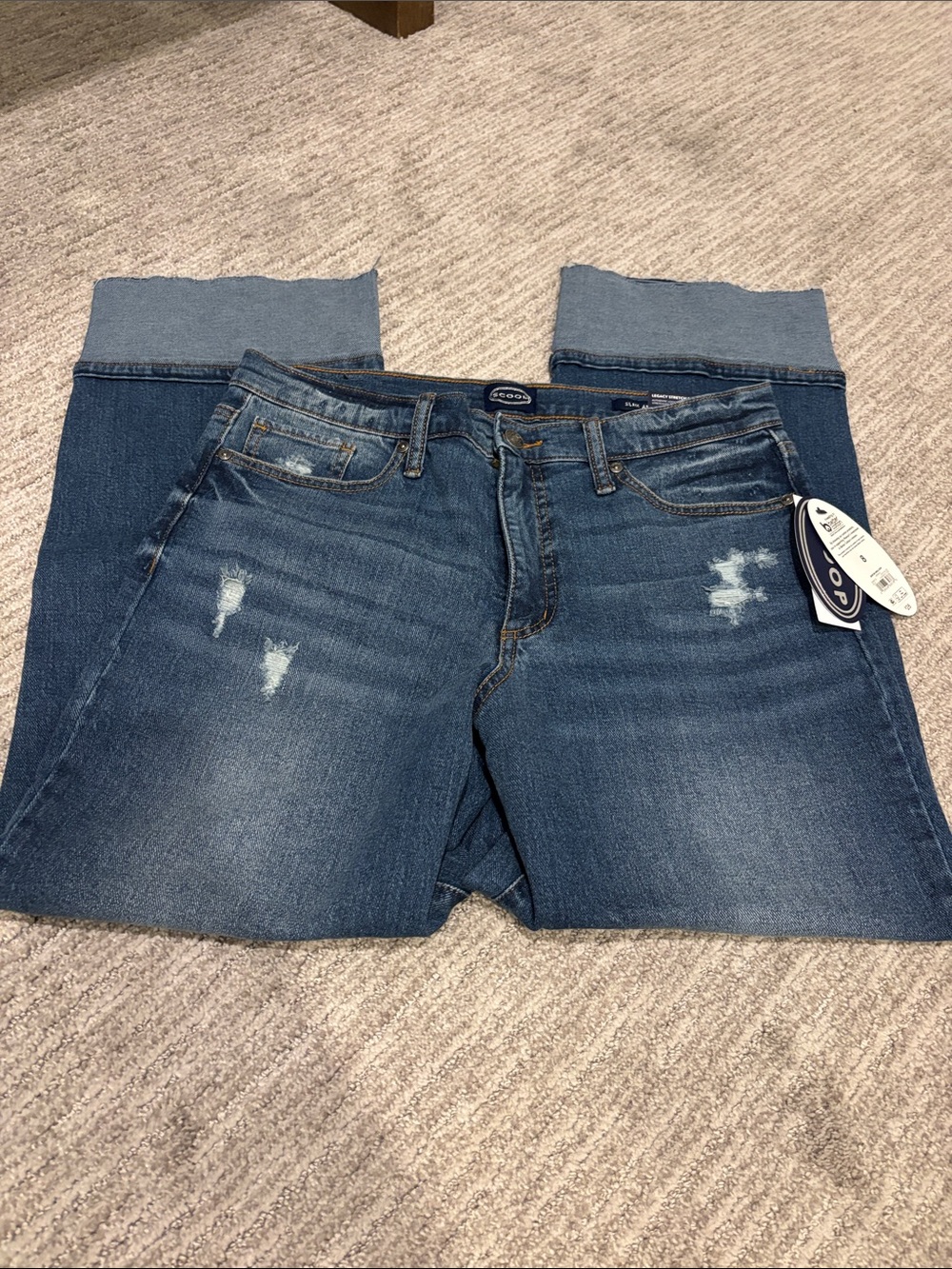 Distressed Cropped Benton Straight Ankle Jeans Scoop NWT size 8